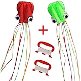 Hengda Kite-Pack 2 Colors autiful Large Easy Flyer Kite for Kids-software octopus-It's BIG! 31 Inches Wide with Long Tail 157 Inches Long-Perfect for Beach or Park by Hengda kite