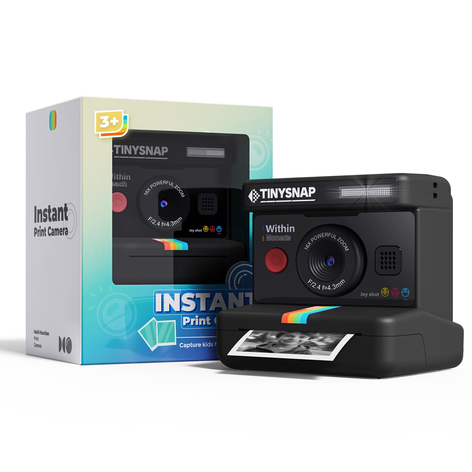 Photo 1 of Eveedo Instant Print Camera for Kids,2.4 Inch Screen Kids Instant Cameras, Christmas Birthday Gifts for Girls Age 3-12, Portable Toddler Toy for 3 4 5 6 7 8 9 10 Year Old Girls Boys (Black)