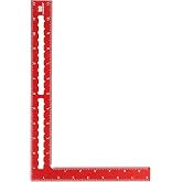 LARMEIL Carpenter Square - 8 x 12 Inch Right Angle Ruler, Laser Scales, Anodized Aluminum, Red