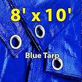 8' X 10' Blue Multi-purpose Waterproof Poly Tarp Cover Tent Shelter Camping Tarpaulin By Prime Tarps ()