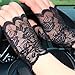LUOEM Women Lace Fingerless Gloves Half Finger Bridal Gloves UV, Black, Size 9.4