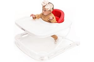 Joovy Spoon Baby Walker & Activity Center Featuring Three Adjustable Heights, Extra-Large Tray, and 30 lb Weight Capacity - JPMA Safety Certified, Red