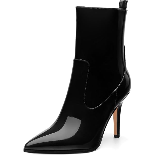 Botines De Tacón Con Trasera Para Mujer - Punta Elegante, Material Sintético, Antideslizantes, Color Negro