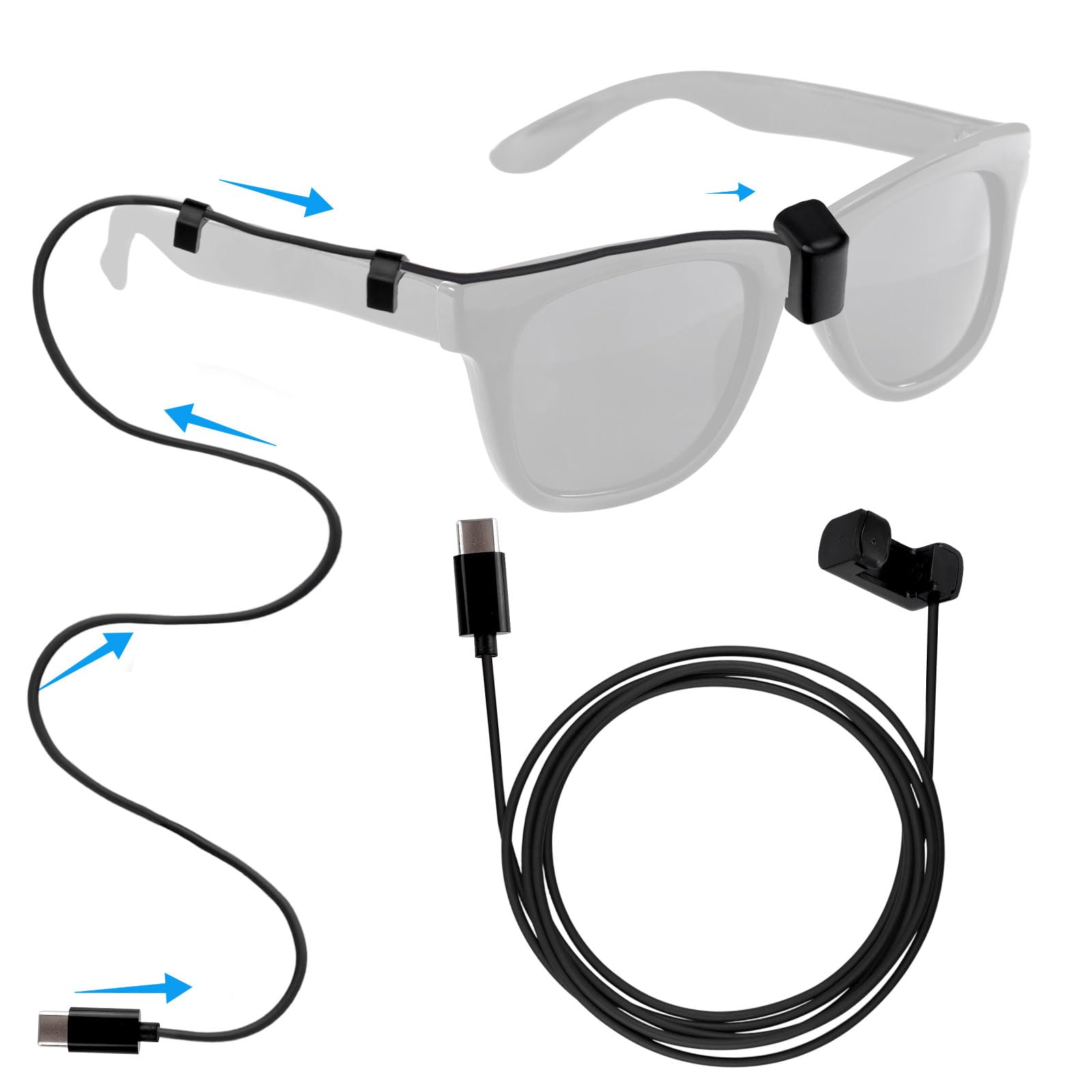 Photo 1 of 1.5m/4.92ft USB C Charging Cable for Meta Smart Glasses RW4008/RW4006, Type C Charger Cable Works with Power Bank Wall Charger Phone