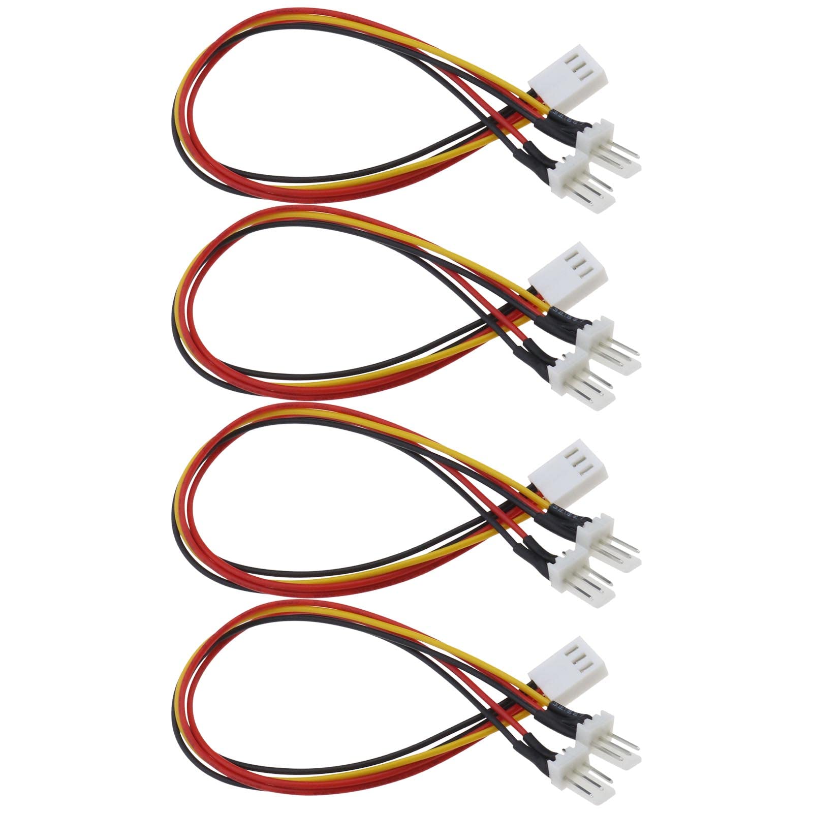 VGOL 4PCS PC Case Fan Motherboard Extension Cable 2 x 3-Pin Male to 3-Pin Female Fan Splitter Cable Lead 22cm Computer Accessories