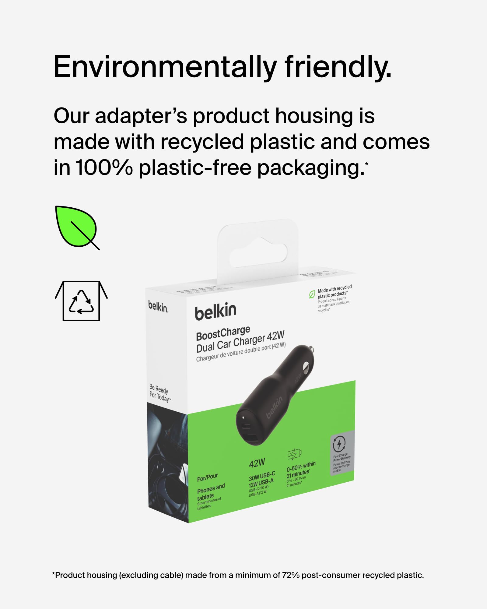Belkin BoostCharge 42-Watt Dual Port Fast Car Charger w/30W USB-C & 12W USB-A Ports for iPhone 16, 16 Pro, Galaxy S25, S24, Pixel 9 & 8, Nintendo Switch 2 & More - Black