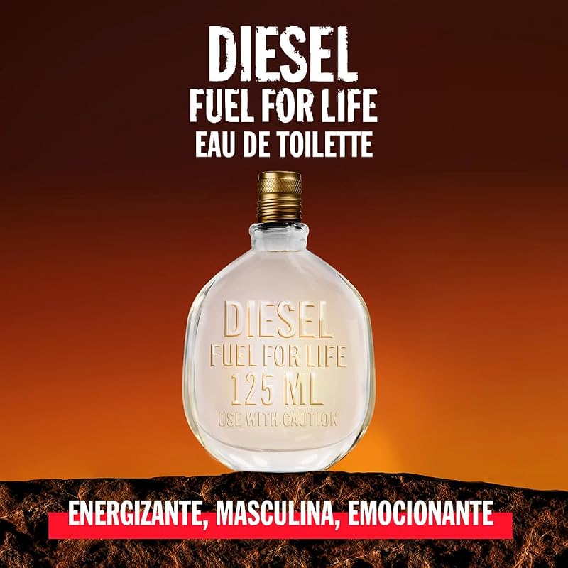 Fuel for Life, Perfume Masculino Água em Vaporizador de Spray, Fragrância Sensorial, 125 ml
