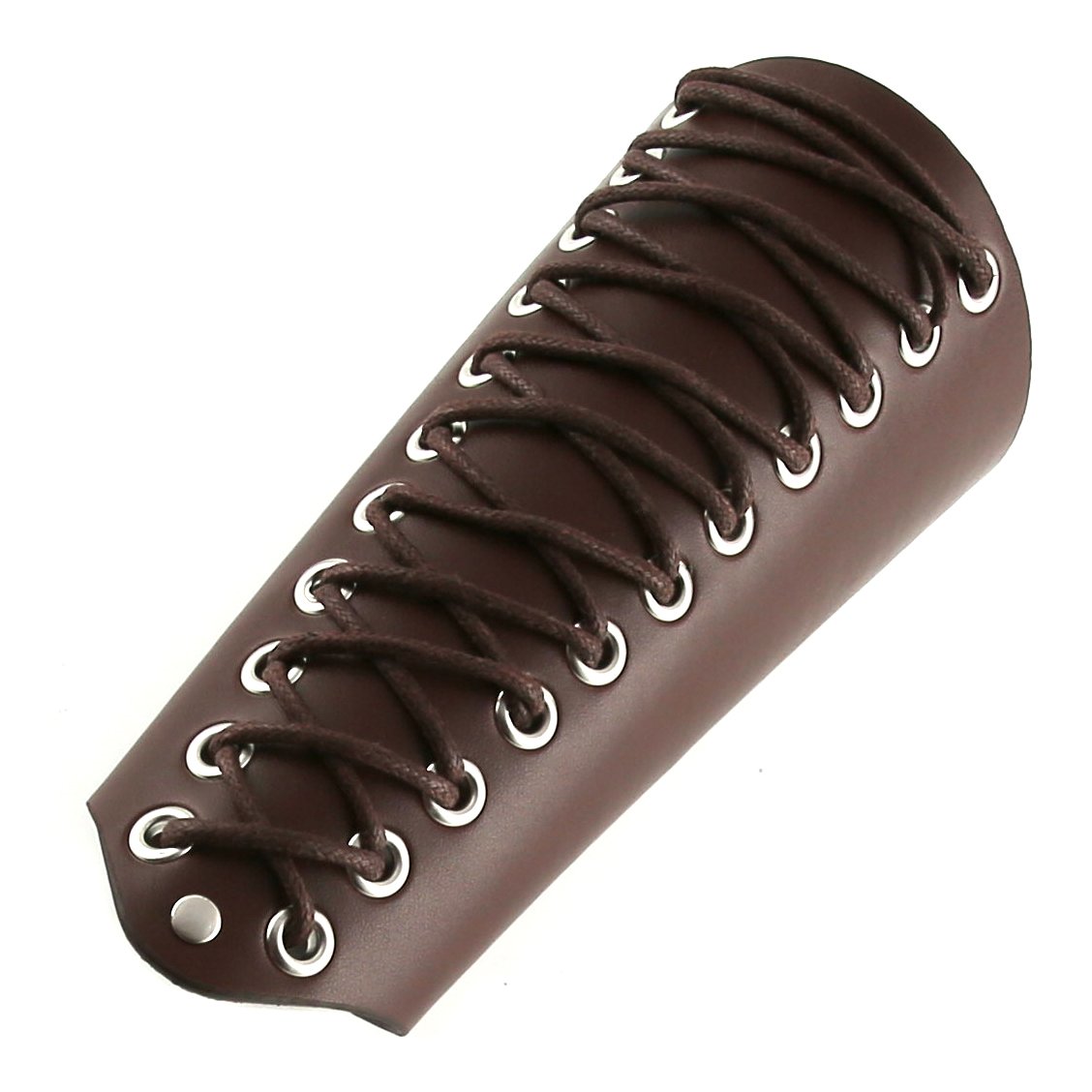 HZMAN Unisex Faux Brown Leather Gauntlet Wristband Wide Bracer Arm Armor Cuff