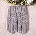 Womens Winter Warmest Wool Knit Gloves Mitten Texting Touchscreen Lined (One Size, Grey)
