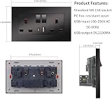 CNBINGO 5 Pack Double Switched Power Socket with Dual USB Type A C Black 13A view 2
