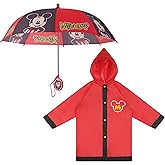 Disney boys Umbrella and Poncho Raincoat Set, Mickey Mouse Kids Rain Wear for Toddler 2-3 Or Kids 4-7