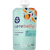 Cerebelly Organic Baby Food Pouches, Sweet Potato Mango Purees, 16 Nutrients, No Added Sugar, Fiber & Non-GMO, 4oz, 1 Count