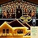Christmas Lights Outdoor Decorations 410 LED 33ft 8 Modes Curtain Fairy String Light with 75 Drops, Clear Wire LED String Light Indoor Decor for Wedding Party Holiday Christmas Decorations Warm