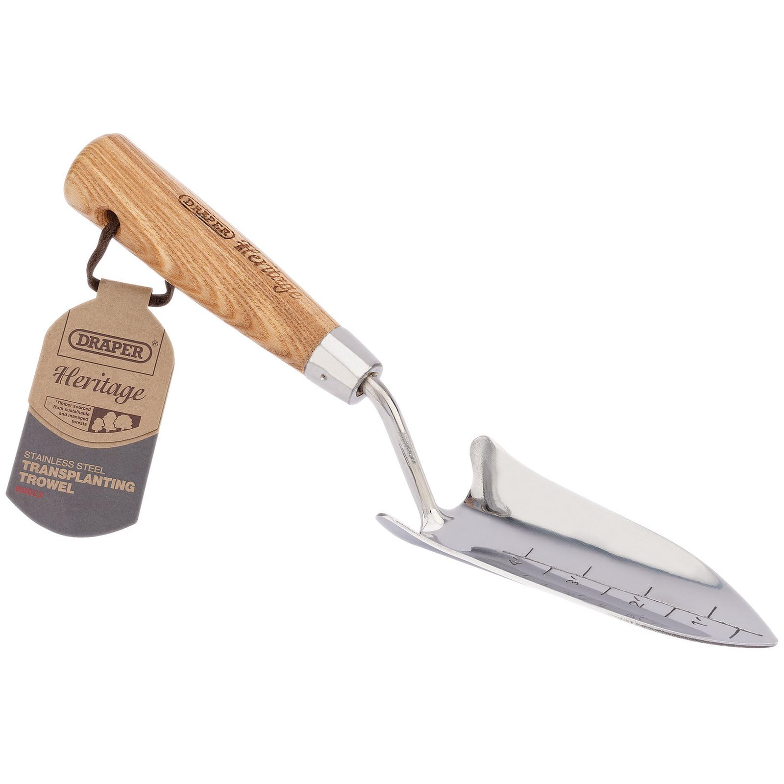 Draper Heritage 99022 Stainless Steel Transplanting Trowel with Ash Handle