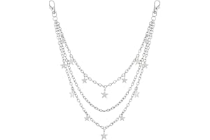 Sacina Gothic Silver-tone Layered Star Pants Chain, Silver-tone Wallet Chain, Belt Chain, Goth Accessories, Grunge Accessories, Jewelry Gift for Women