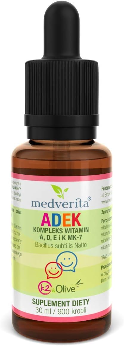 ADEK Junior | Vitamin Complex A D3 E K2 MK-7 30ml Olive Oil Drops | for Kids