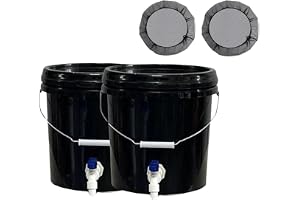 2PCS Rain Barrel Water Collection System 2.6 Gallon Barrel Rainwater Container with Mesh Cover and Spigots (Black)
