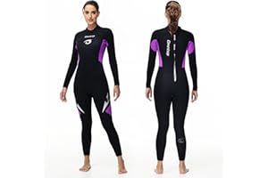Owntop Wetsuit 5mm Neoprene Diving Suit for Mens Womens - Thicken Full Wet Suit, Back Zip Long Sleeve UPF50+ Keep Warm Swimwear for Scuba Surfing Swimming Diving Snorkeling Water Sports