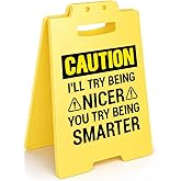 Funny Office Desk Decor Sign - Humor I'll Try Being Nicer You Smarter Sign Cubicle Decor - Fun Sarcastic Gag Gifts for Coworkers Colleagues Boss Staff