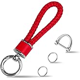 Tukellen Leather Weave Keychain Suit for car Keychain Keyring Present Woman ，with 360 Degree Rotatable D-ring and Screwdriver
