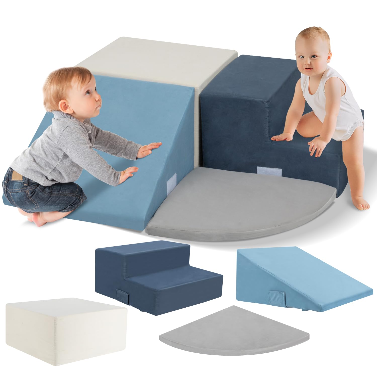 Photo 1 of Large 4 Pcs Climbing Toys for Toddlers 1-3 Inside, Oderless & Skin-Friendly Toddler Climbing Toys Indoor, Foam Climbing Blocks for Toddlers with Velcro to Keep Them Together Ideal Gift