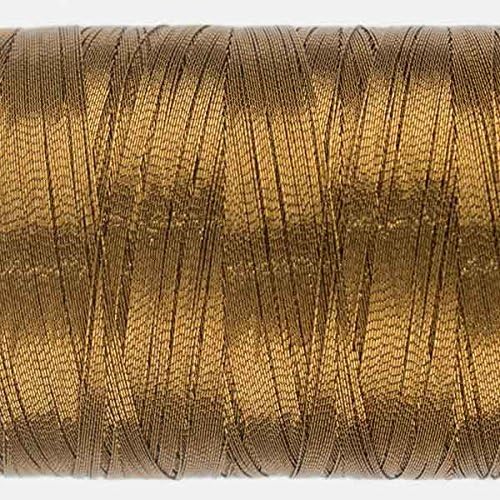 WonderFil Specialty Threads Spotlite, 1000m, Soft Brown. 40wt rayon core metallic thread
