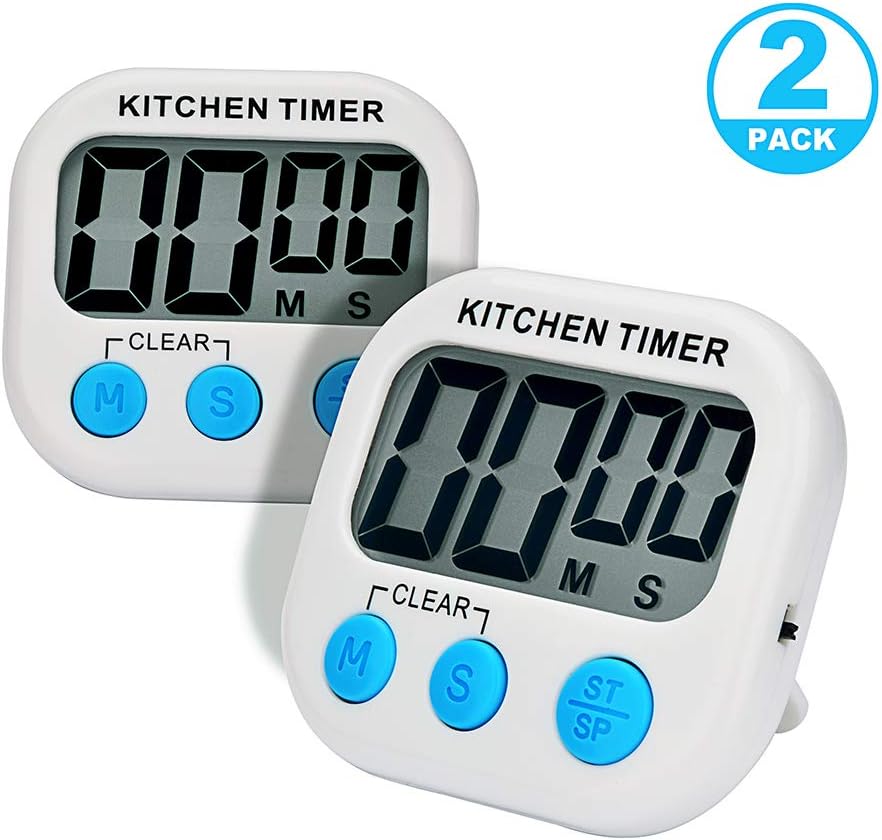 AIYEGO Digital Kitchen Timer, Electronic Memory Clock Countdown Countup Timer with Large Display, Big Digits, Loud Alarm, Magnetic Back, Retractable Stand for Cooking Baking (2)