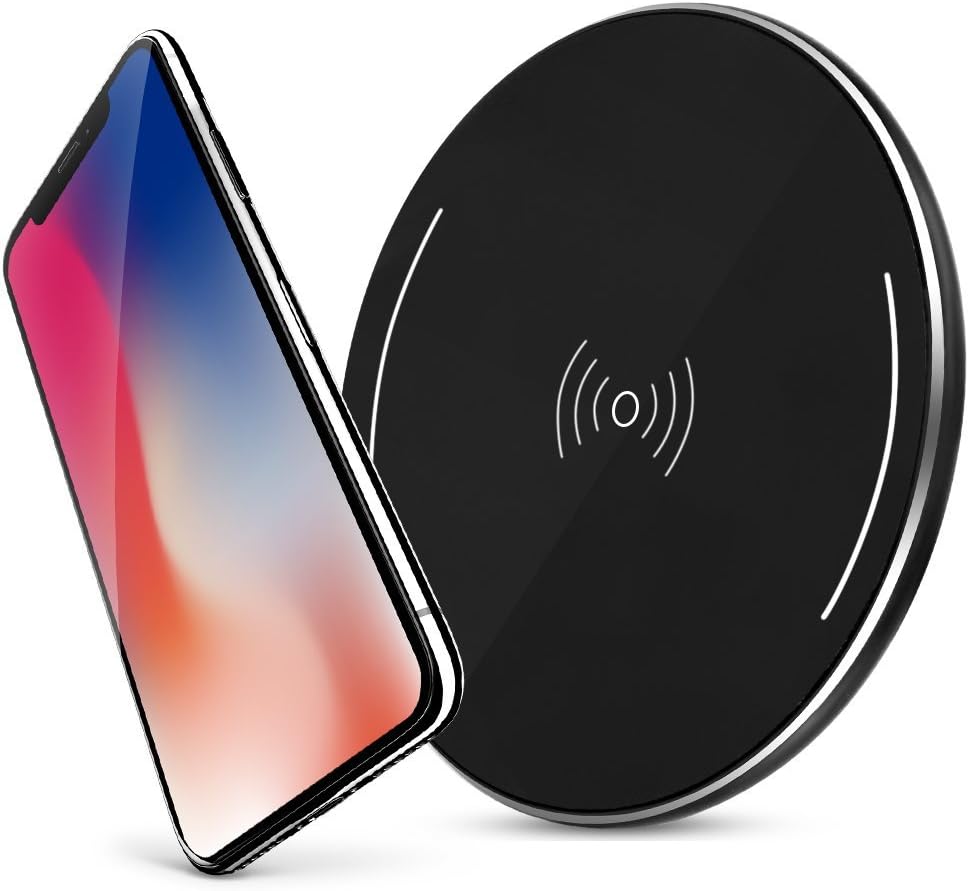 iPhone X Wireless Charger, Qi Wireless Charger Pad with Anti-Slip Rubber for iPhone 8 iPhone X Samsung Galaxy S8 Note 8 and All Qi-Enabled Devices Quick Charger Pad(Black)