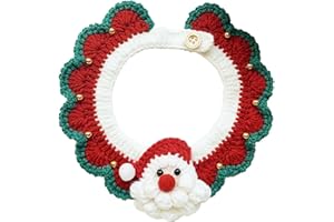 IDOLPET Christmas Santa Claus Cat Collar with Bell Handmade Knitting Holiday Cat Pet Bandana Collar Necktie Costume Outfit for Cat Kitten Puppy Small Dog Rabbit (Santa Claus, Small)