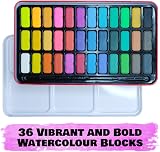 Major Brushes White Sable Round Brush Set & Watercolour Paint Tin 36 Blocks view 3