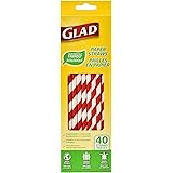 Glad Disposable Paper Straws for Everyday Use | Red and White Disposable Straws Made of Paper | Disposable Straws for Parties
