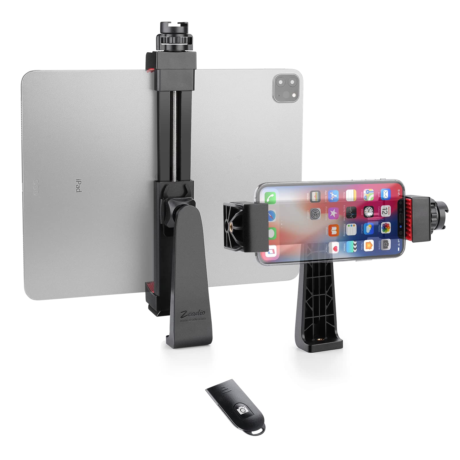 Zeadio Smartphone Tripod Mount Adapter - Cellphone & Tablet Clamp Holder with Ball Head Mount, Fits iPhone, Android, iPad, Microsoft Surface, Nexus & More