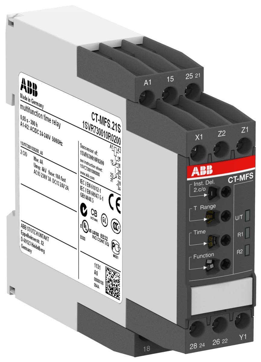 ABB CT-MFS.21S Time Relay, Multifunction 2c/o, 24-240V AC/DC (ABB1SVR730010R0200)