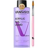 VANSISOS Monomer Acrylic Nail Liquid: 4fl.oz Professional EMA Acrylic Liquid Monomer with Nail Brush for Beginners at Home DIY Nail Salon Use Non-Yellowing MMA-Free