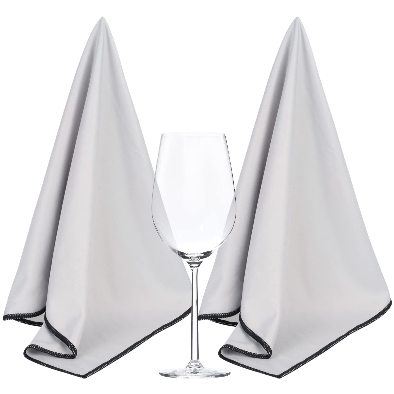 SINLAND Microfiber Glass Polishing Cloths Large Size Thick Lint -Free Drying Towels for Wine Glasses Stemware Dishes Stainless Appliances 20 Inch X 25 Inch Pack of 2 Grey