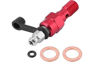 QIILU Banjo Bolt Bleed Screw, M10x1.0mm Motorcycle Brake Master Cylinder Caliper Bleed Screw Nipple Banjo Bolt + Dust Universal For/Suzuki// (Red)