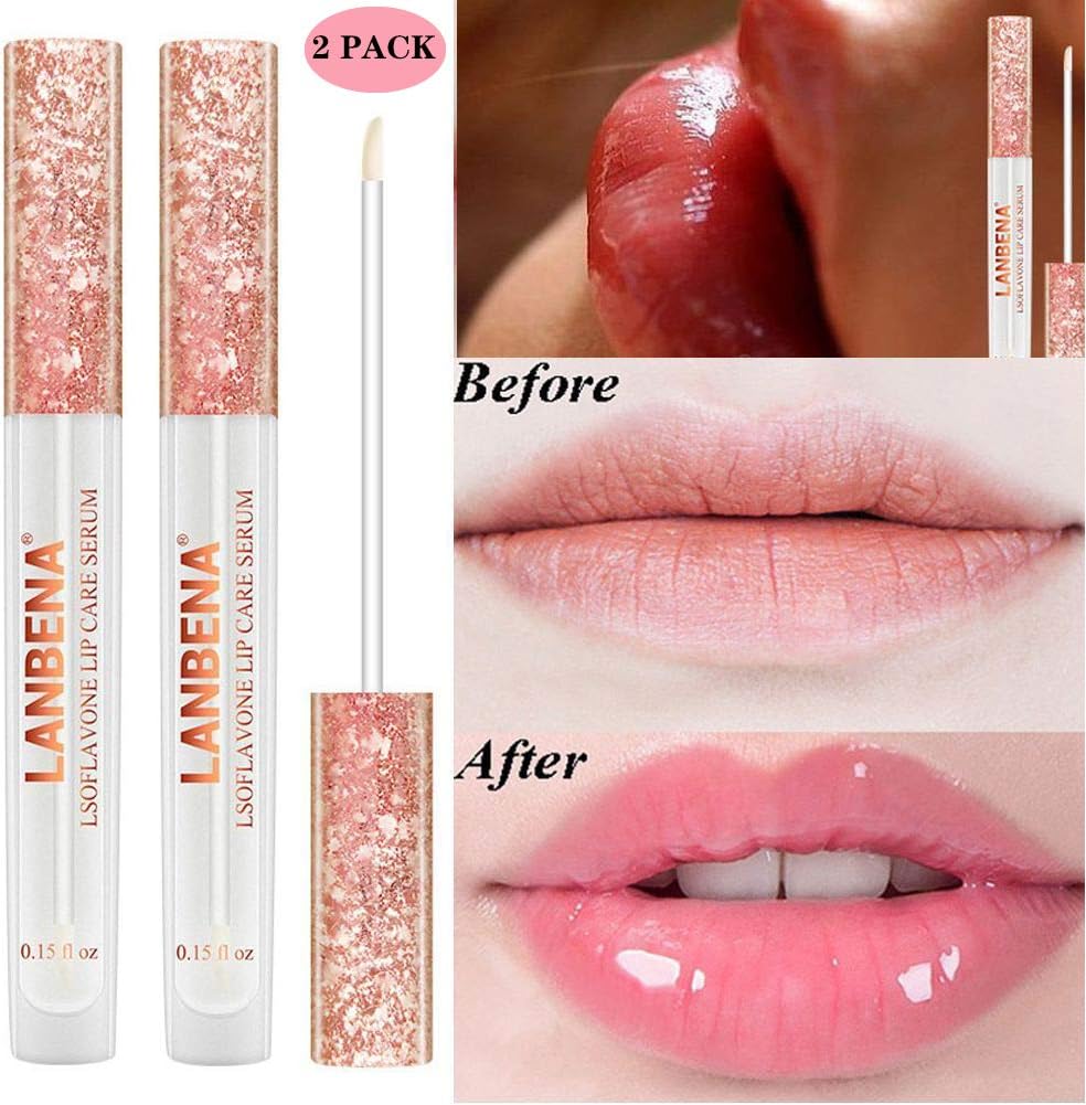 Fanmin LANBENA Lips Care Serum,Isoflavone Lip Care Essence Plump Doodle Lips Refine Lip Wrinkles Repair Moisturizing Abundant Lip Honey (2 PACK)