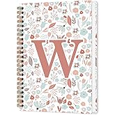 nvucamd Customized Letter W Journaling Notebooks, Initial Monogrammed Gifts Office Supplies for Women, Personalized Monogram Aesthetic Spiral Notebook, Custom Initial Journal Notebook,5.5x8.11inch