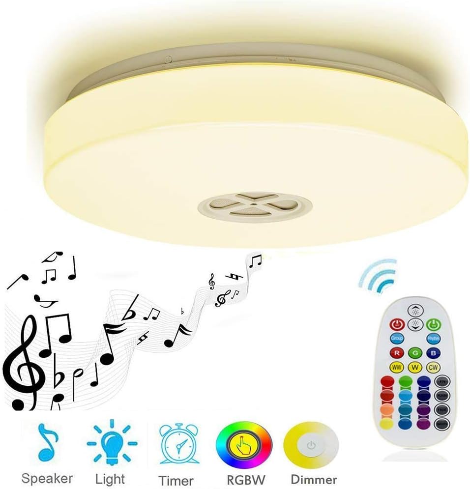WRMING LED Ceiling Light Intelligent Ceiling Light Bluetooth Play Music Ceiling Light Modern Simplicity Alexa Goglehome Bedroom Ceiling Light With 28-key Remote Control Lighting Fixture
