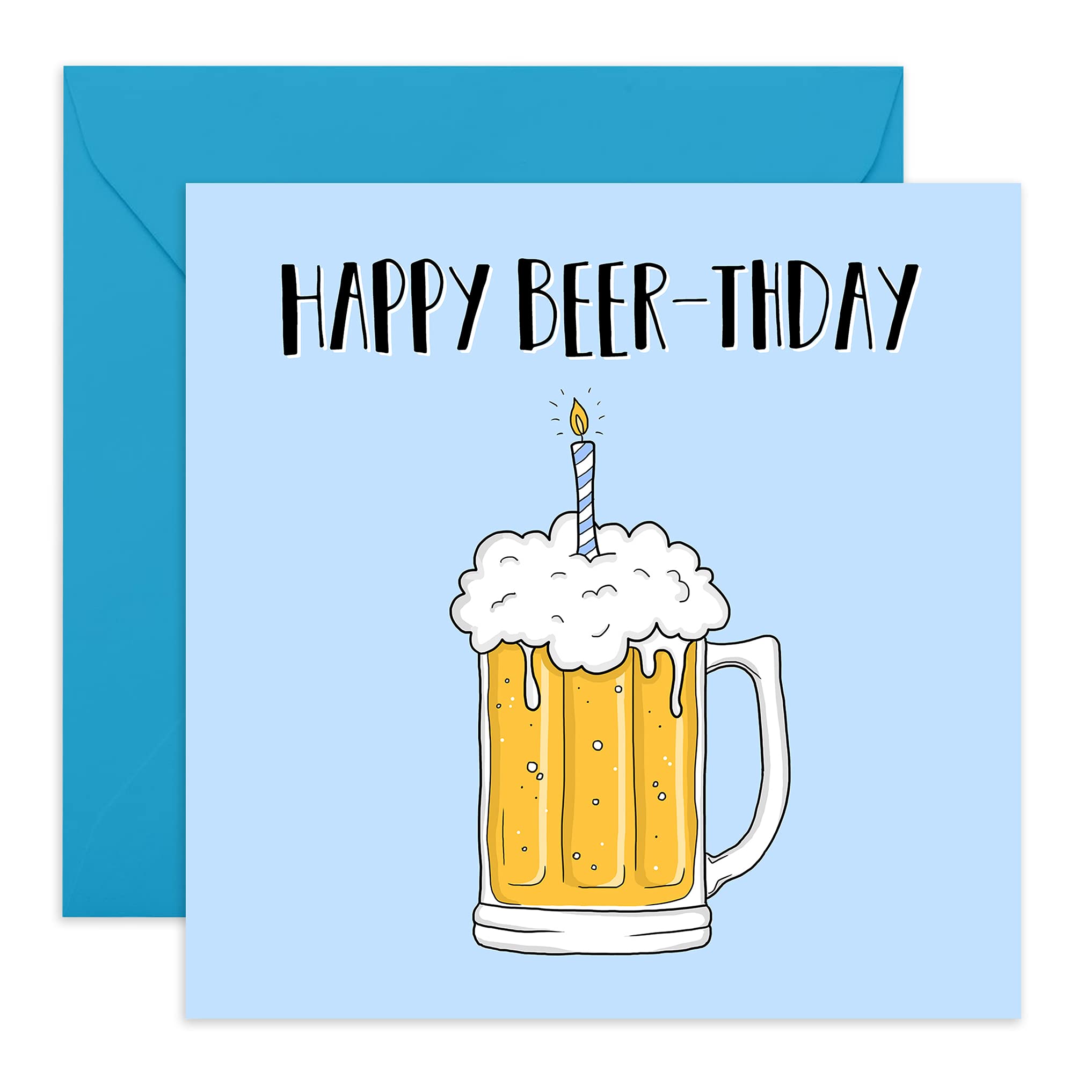 Central 23 - Funny Birthday Card for Him - Birthday Card for Dad - Humorous Birthday Card for Son - Beer Pun - Comes with Fun Stickers,blue,145x145mm