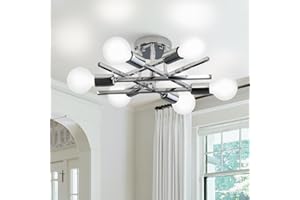 XINGSIYUELYX 17 Inch Chrome Sputnik Ceiling Light Fixture 6-Light Chrome Sputnik Chandeliers, Century Chandelier Modern Chandelier for Dining Room, Living Room, Bedroom, E26 Socket