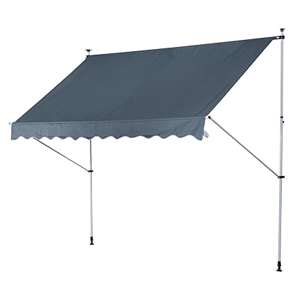 Outsunny Markise Sonnenschutz Faltarm Handkurbel Balkon Alu Grau 300 x 150cm Klemmmarkise
