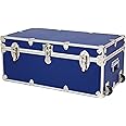 Rhino Trunk & Case Large Essential College Trunk with Wheels - Secure Dorm Storage Chest - Ideal Footlocker for Students - Strong Trunks with 1000+ Pound Sitting Capacity 32"x18"x14" (Royal Blue)
