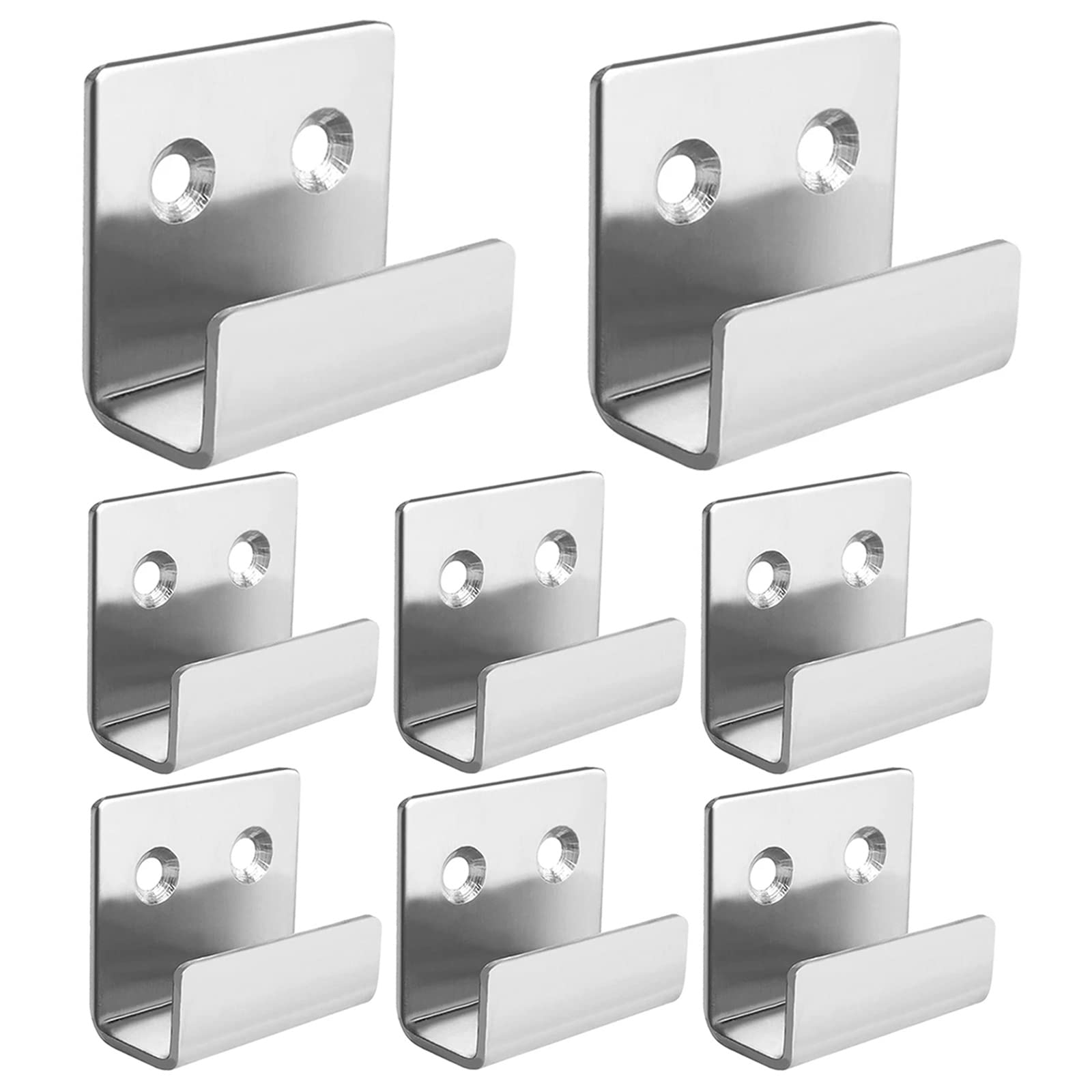 TWSOUL Stainless Steel Picture Rail Hooks,Mirror Fixings Hooks Heavy Duty Garage Hooks U Brackets for Ceramic Tile Display Mirror,Hanging Picture, Ceramic, Bathroom, Kitchen (Silver, 15mm)