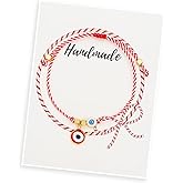 Tyebiva Evil Eye Protection Bracelets for Women, Handmade Red Braided String Bracelet Adjustable Gold Cube Beads Holiday Christmas Jewelry Gifts.