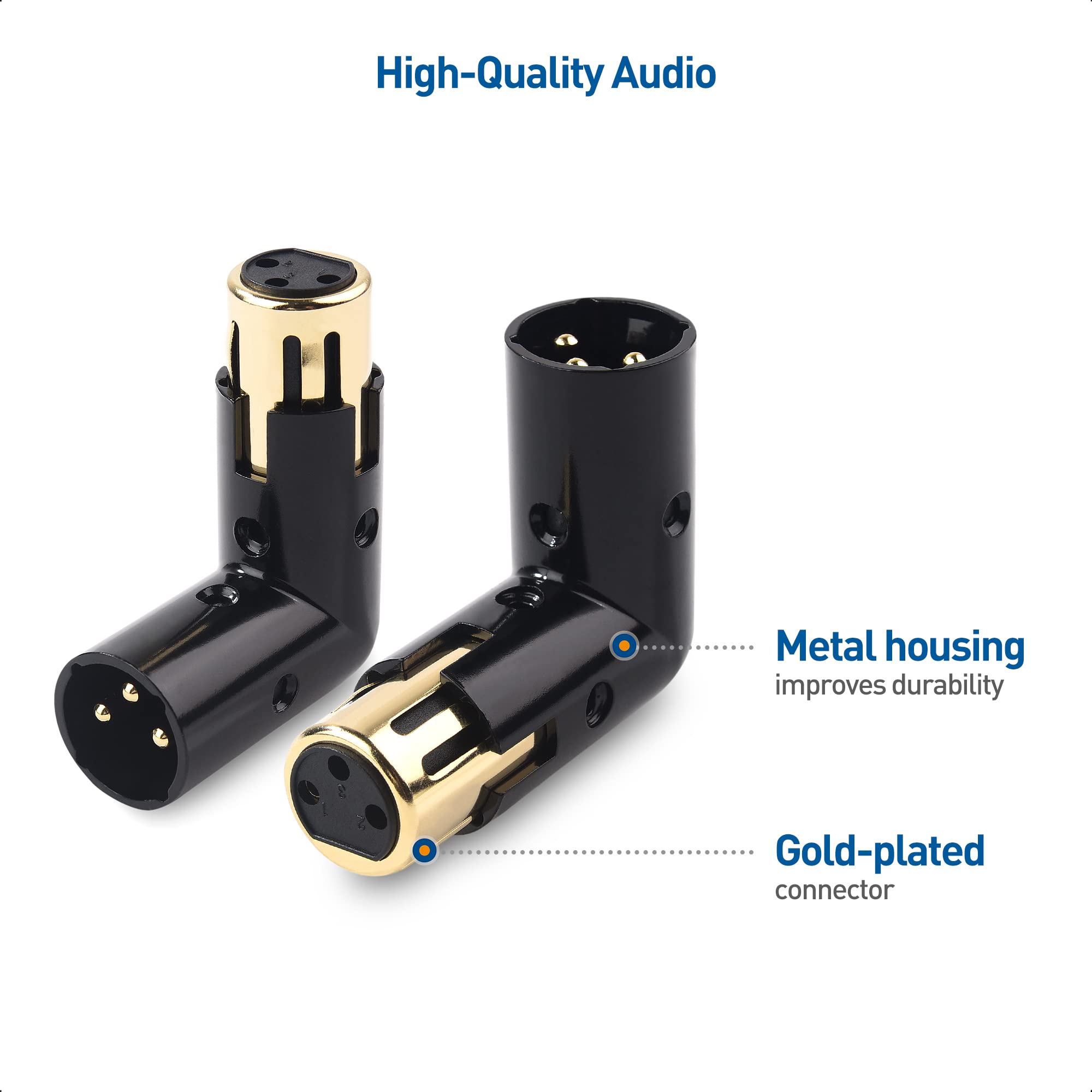 Cable Matters 2-Pack Adjustable Male to Female Right Angle XLR Adapter in Black (XLR 90 Degree) & 120 Ohm 3-PinXLR Terminator/DMX Terminator - Optimal Signal Integrity for Lighting and Audio System
