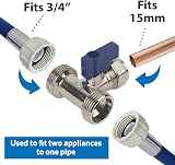 Pipestation Dual Appliance Valve 15mm x 3/4in Brass BSP Compression view 2