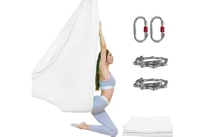 PRIOR FITNESS 5M Aerial Yoga Hammock Yoga Swing Set Premium Nylon Aerial Silk Fabric Yoga Strap Accessory with Carabiner, Daisy Chain for Bodybuilding,Workout, Indoor, Outdoor Rainbow
