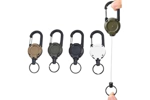 Meiguihai 4 Pack Heavy Duty Retractable Key Chain,Wire Rope Tactical Key Chain for Rock Climber,ID Card Holder Retractable La