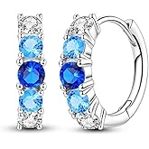LAZA 925 Sterling Silver Hoop Earrings for Women, Sterling Silver Butterfly Hoops Colorful Flowers Hoop Huggie Earrings Hypoallergenic Jewelry Gifts for Women